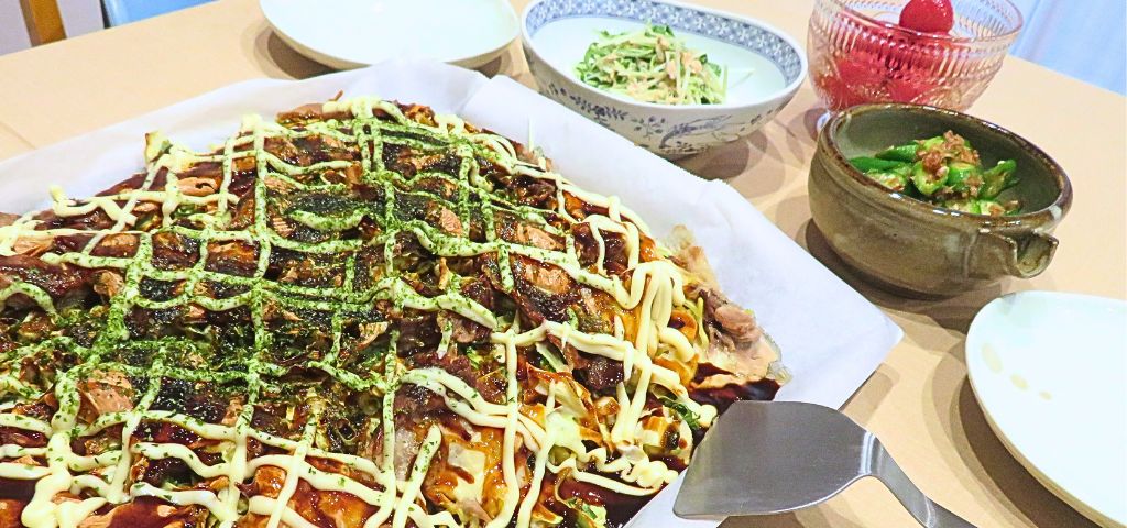 お好み焼きパーティーのテーブルコーデ