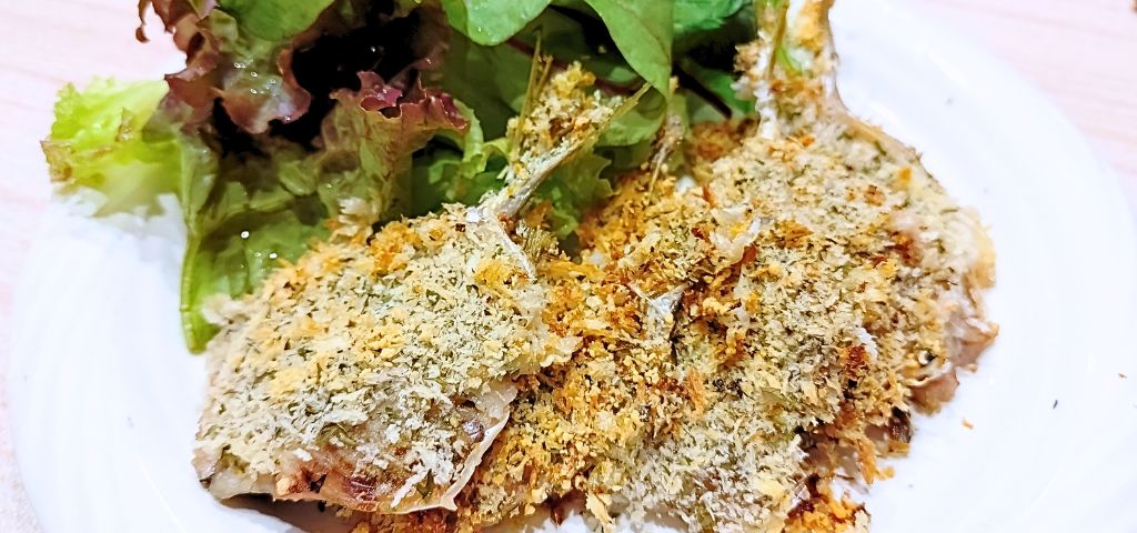 豆アジの香草パン粉焼き盛り付け