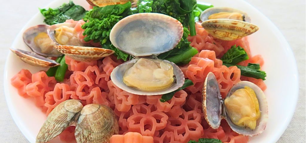さくらパスタで菜の花とあさりのパスタ