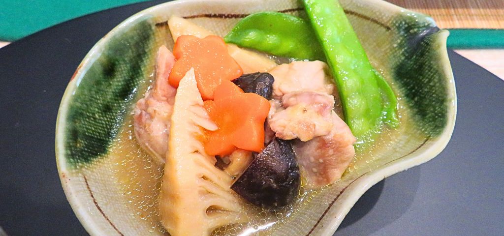 鶏の治部煮の盛り付け