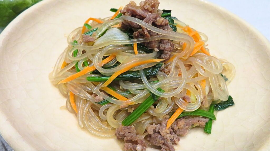 母の日に作った韓国料理：さつまいも春雨のチャプチェ