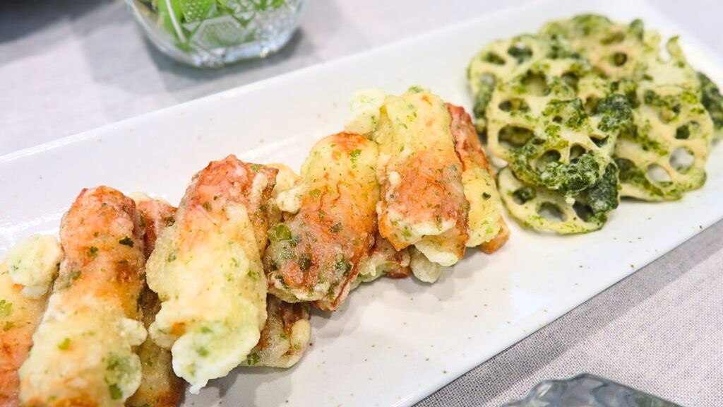 冷しゃぶの献立：ちくわとレンコンの磯部揚げ