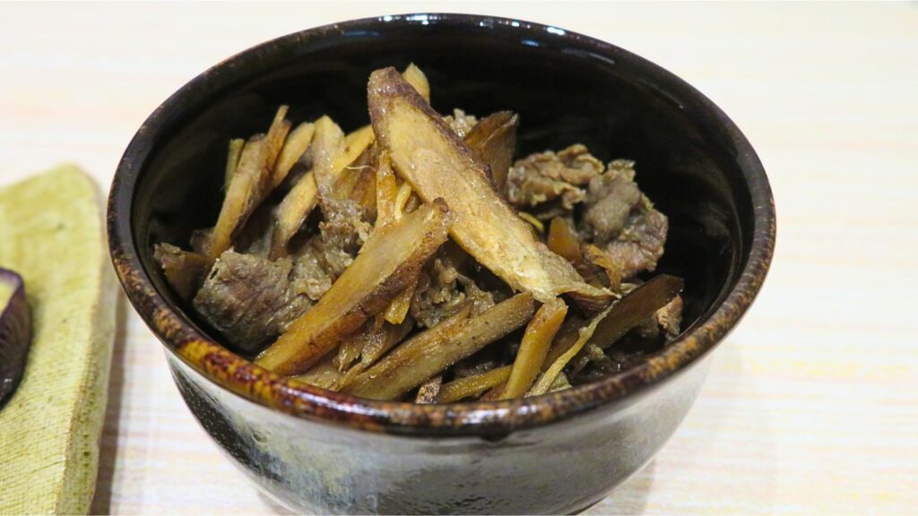 父の日の小料理屋風献立（牛ごぼう）