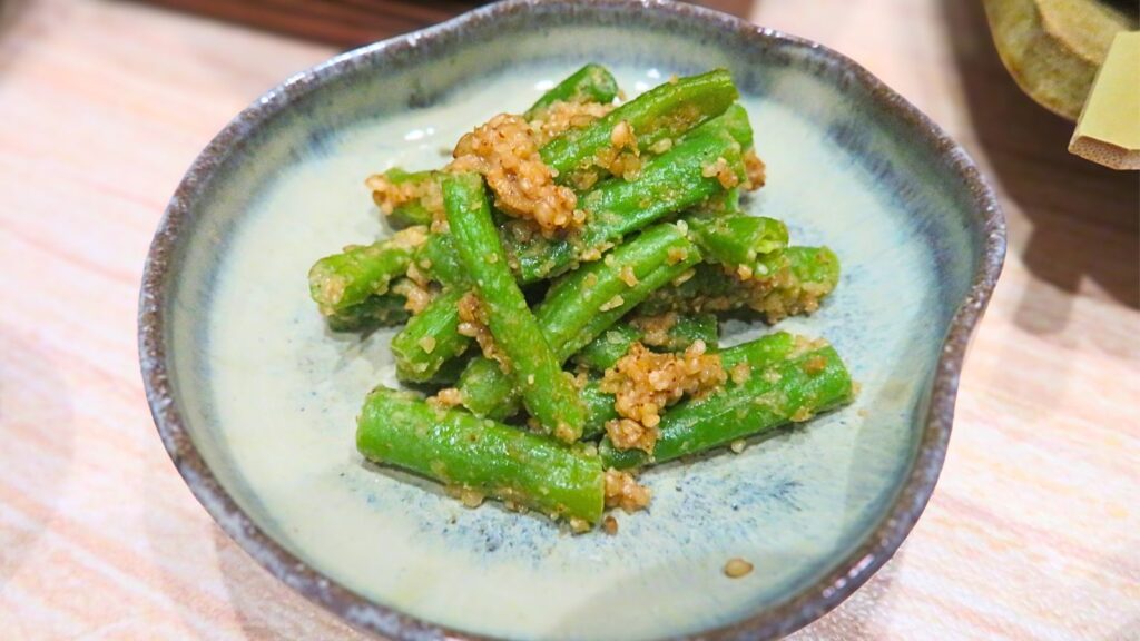 父の日の小料理屋風献立（いんげんの胡麻和え）